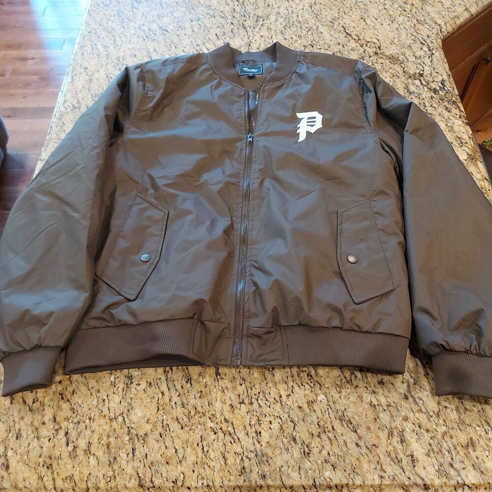 Primitive SKATEBOARDING Men's Brown Bomber Jacket Size Medium NWOT Full Zip